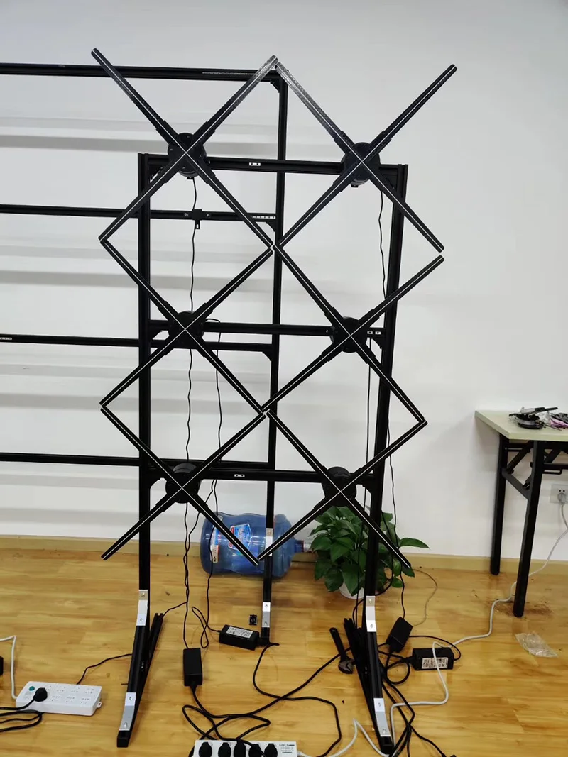 Индивидуальная голограмма 3d led вентилятор стена для 6 штук рекламы Выставочного