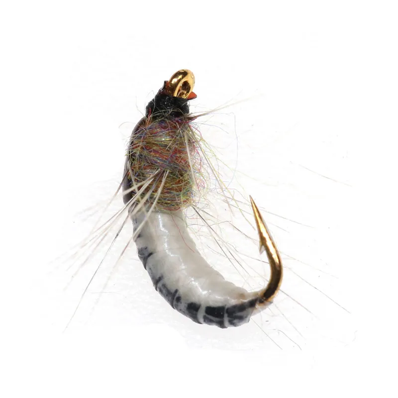 6 шт. #12 летней одежды из червь коричневый Caddis Нимфа Fly волосы оленя Жук форель
