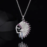 womens jewelry necklace indian head feather pendant necklace exaggerated womens clothing chain free shipping