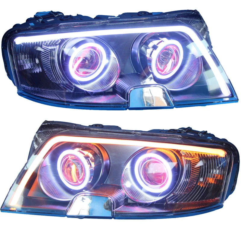 

eOsuns HID LED headlight assembly angel eye daytime running light with turn signal for Volkswagen passat