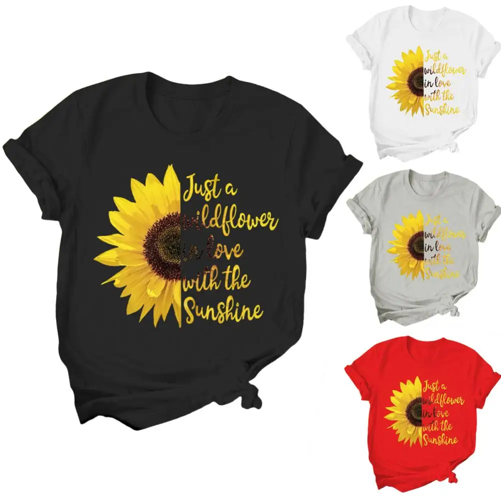 Женская Повседневная Блузка с короткими рукавами круглым вырезом и принтом