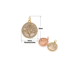cubic zirconia tree of life pendant necklace ladies round enamel gold filled jewelry accessories ladies fashion matching jewelry