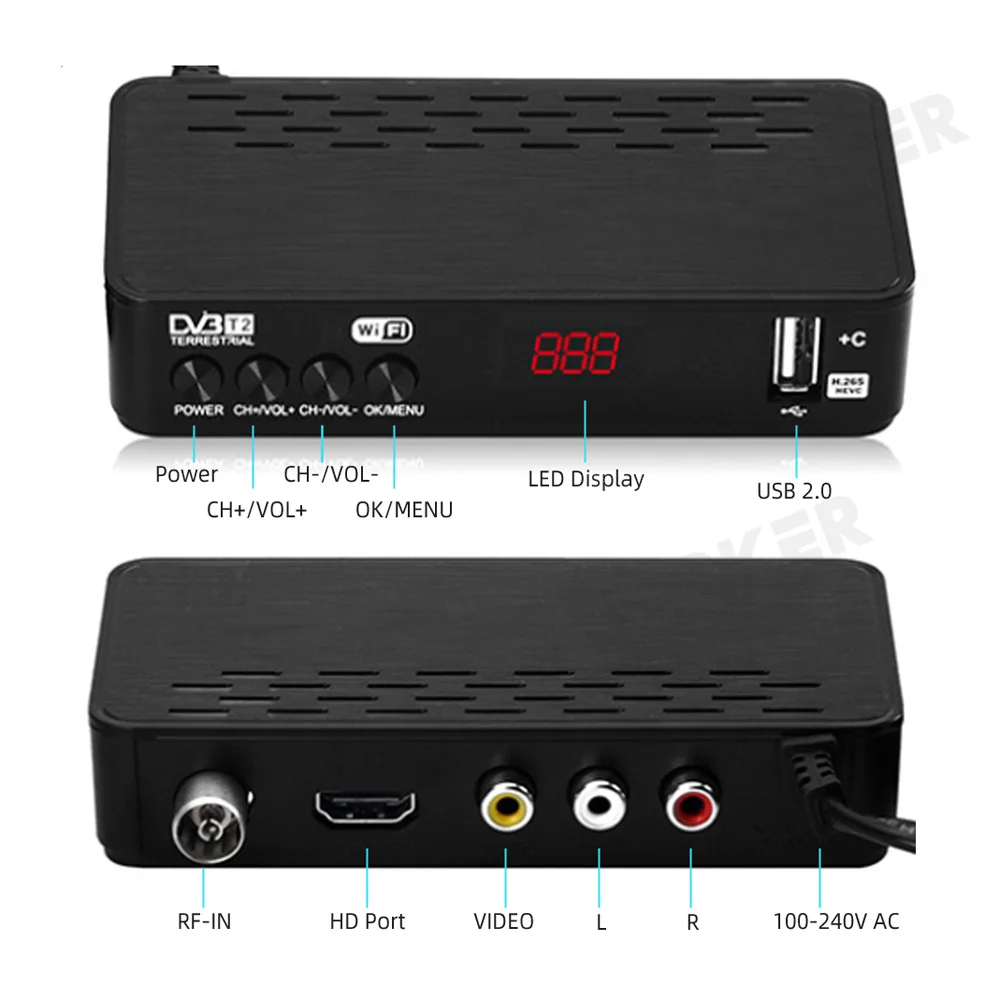 DVB T2 HEVC H 265 приемник цифрового ТВ коробка DVBT2 тюнер C IP M3u Youtube на русском Декодер