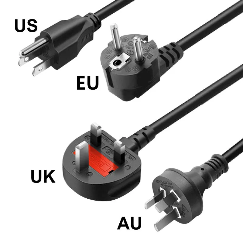 

US EU UK AU Plug AC Power Supply Adapter Cord Cable Lead 3-Prong for Laptop Charger Power Cords 1.2M