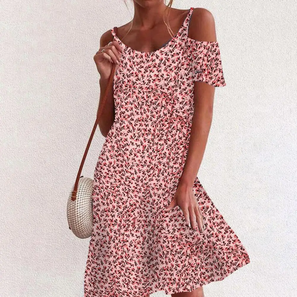

Summer Dress Women Dresses Bohemian Beach Dress Floral Print Sweat-absorbing Clothing Women Sexy Off Shoulder Dress robe femme