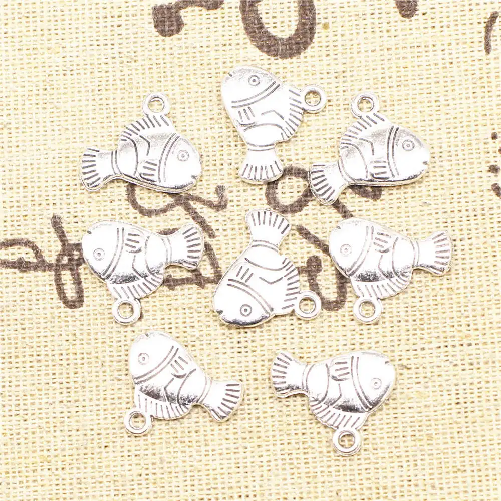 

Pendant Jewelri 14x17mm Fish Charms Antique Silver Color 10pcs