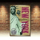 Карта почты Нью-Йорка, подарок на Статую Свободы в американском городе, большой металлический жестяной знак