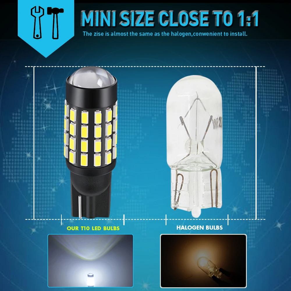2 шт. светодиодные лампы W5W T10 Canbus 3014 51SMD для BMW Audi|Сигнальная лампа| |