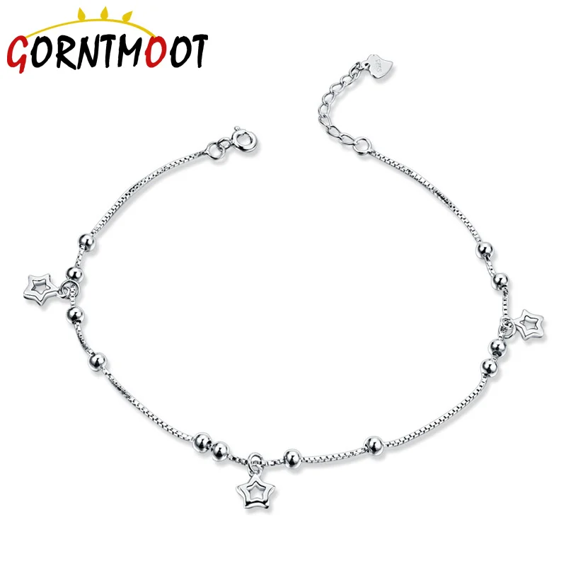 Серебро 925 браслет на ногу простой звездной лодыжки браслеты из нержавеющей