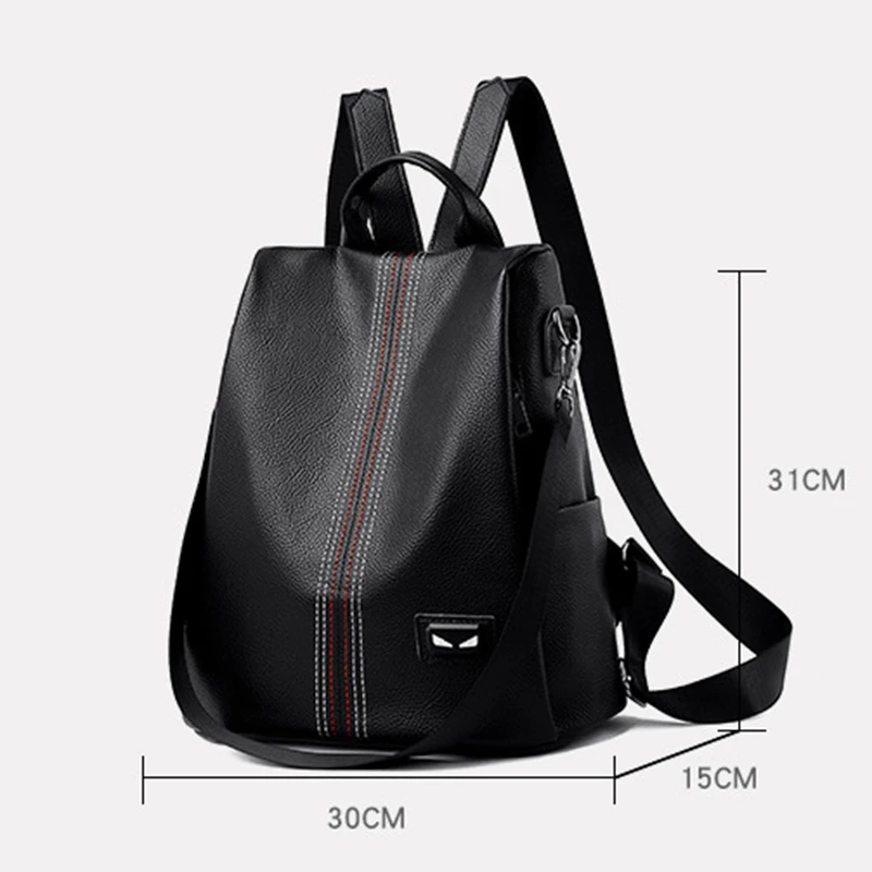 

Fashion Backpack Female Korean Version of All-Match Pu Soft Leather Anti-Theft Backpack Large Capacity Backpack