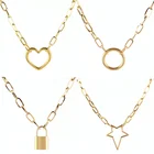 Ожерелье из нержавеющей стали в стиле панк для женщин, ювелирные изделия, ожерелья с круглым сердцем, готическое ожерелье с толстой цепочкой с монетами, ожерелья, ювелирные изделия