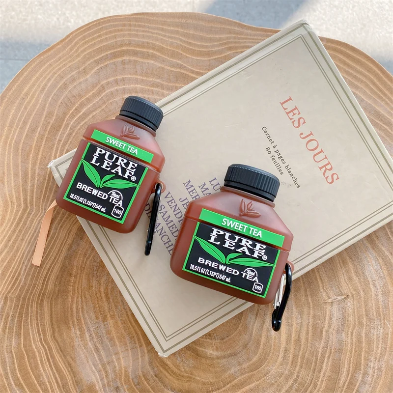 

3D Pure Leaf Bottle Drink Earphone Case for Airpods 1 2 3 Pro Wireless Charging Cover Earbuds Case for Airpods Pro Case Funda