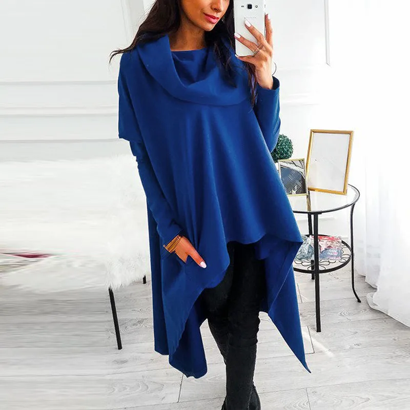 Women Knit Sweater Loose Hoodie Ladies Sweatshirt Jacket Winter Fashion Fit Irregular 2019 Women's Jumper Plus Size | Женская одежда