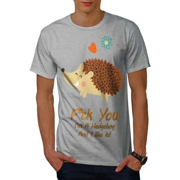 

Wellcoda Hedgehog Cool Joke Mens T-shirt, Happy Graphic Design Printed Tee