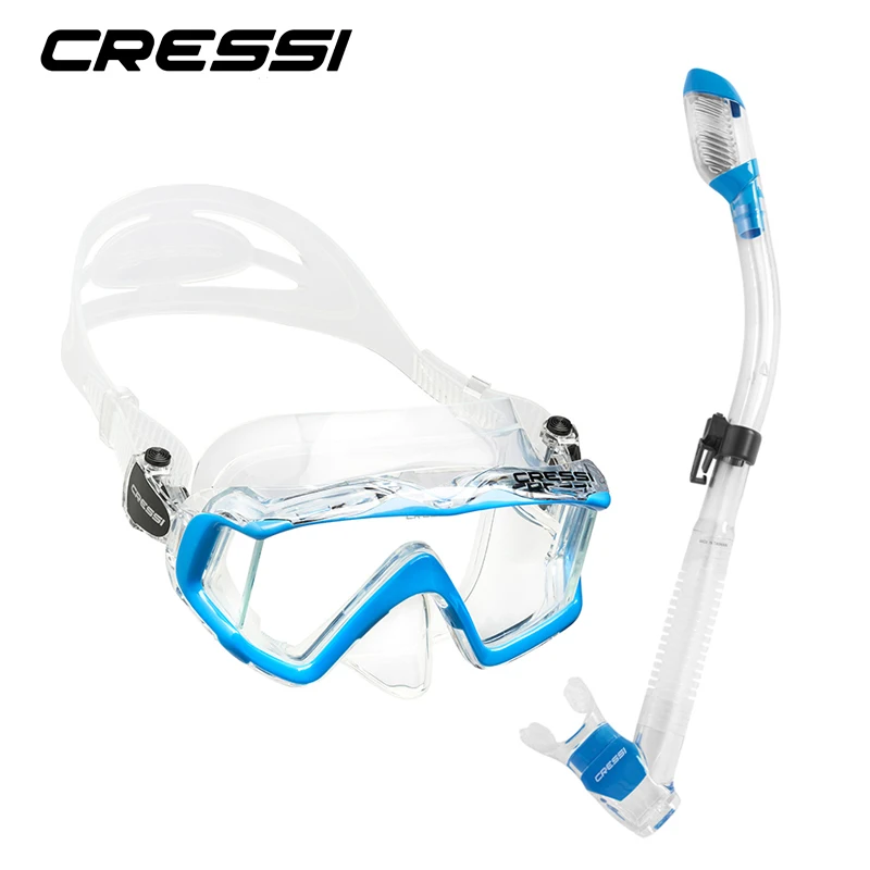 

Snorkeling Set Silicone Skirt Three-Lens Panoramic Scuba Diving Mask Dry Snorkel for Adults