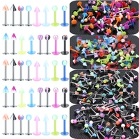 60pcsbag colorlful labret stud lip ring piercing tragus lobe conch helix earrings soft ear cartilage piercings 16g body jewelry