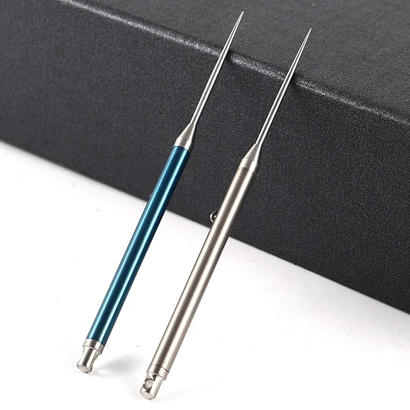 

Portable Rustproof Ultralight Fruit ToothpicTitanium Alloy Push-pull Spring Design Toothpick With Toothpick Holder EDC Tool