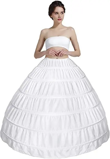

Full A-line 6 Hoop Floor-Length Bridal Dress Gown Slip Petticoat 2022