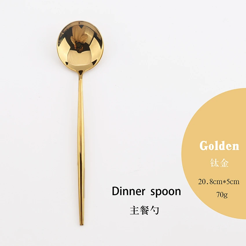 High Quality Gold Cutlery Set Stainless Steel Portable Dinnerware Set Mirror Polishing Food Steak Fork Spoon Knife Chopstick 1pc - Цвет: 4