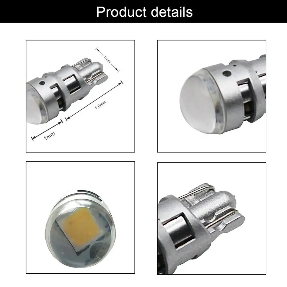 10 шт. T10 светодиодный 1 SMD 3030 W5W лампы Габаритные огни 168 194 с плоским цоколем