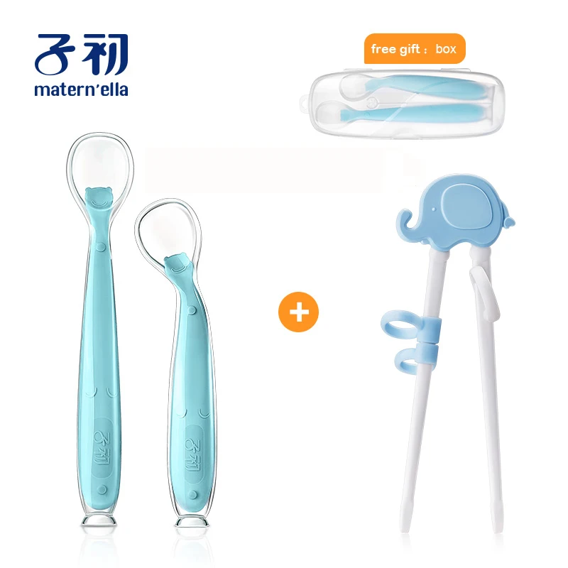 spoon chopsticks Matern'ella Обучающие Мультяшные палочки для еды многоразовые просветляющие палочки для еды подарки для учащихся товары для дома и детей - Цвет: spoon chopsticks
