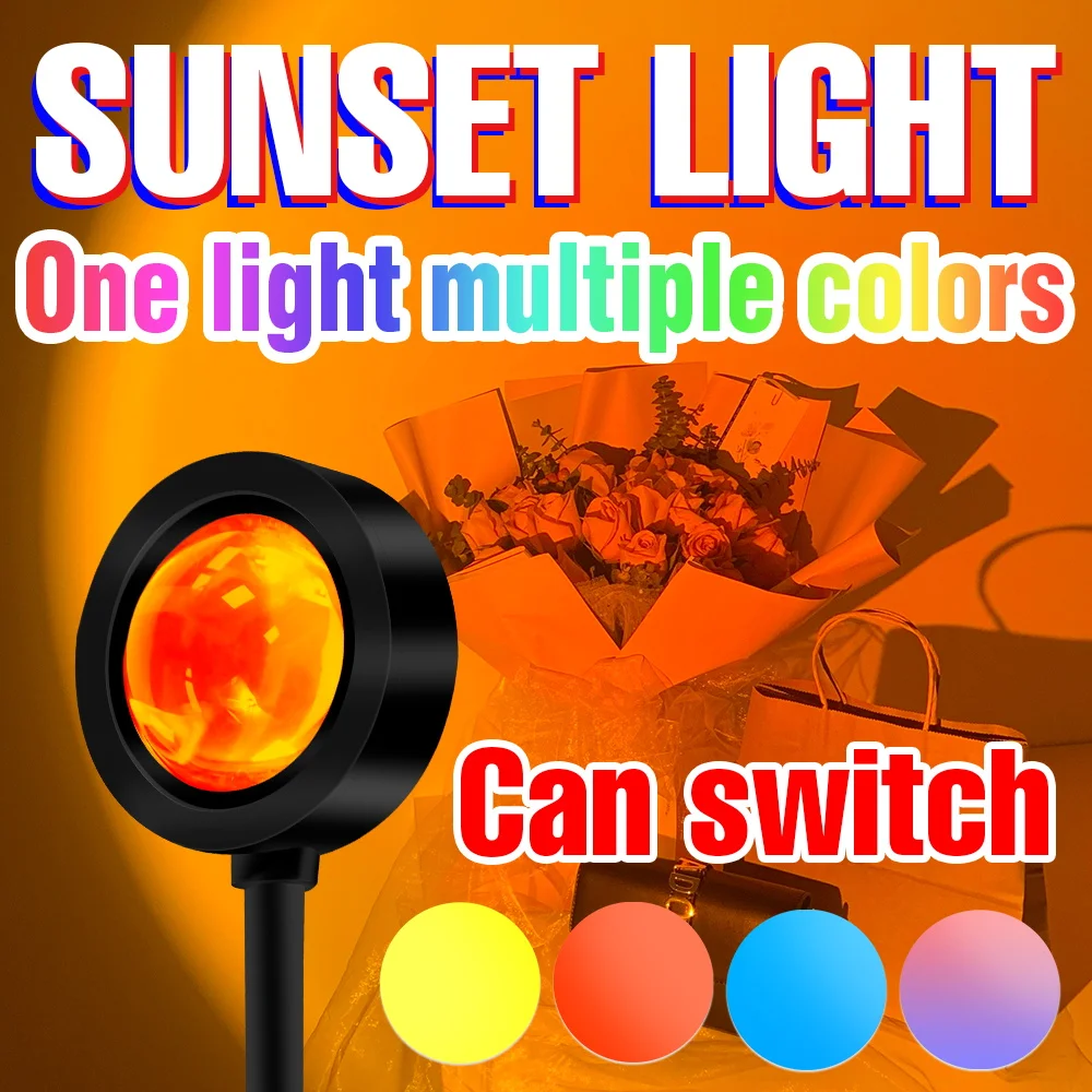 

USB Sunset Rainbow Lamp LED Atmosphere Background Lights 5V LED Photography Floor Projection Lamp For Bedroom Wall Decoration