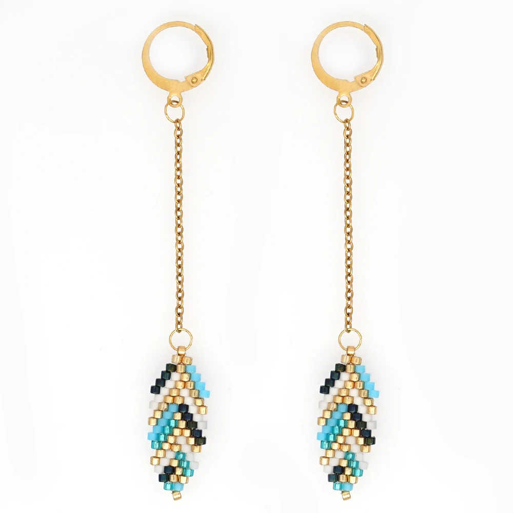 Go2boho серьги для женщин MIYUKI массивные серьги Femme Pendientes Mujer Moda подарок Богемия ручной работы Сделай Сам перо ювелирные изделия