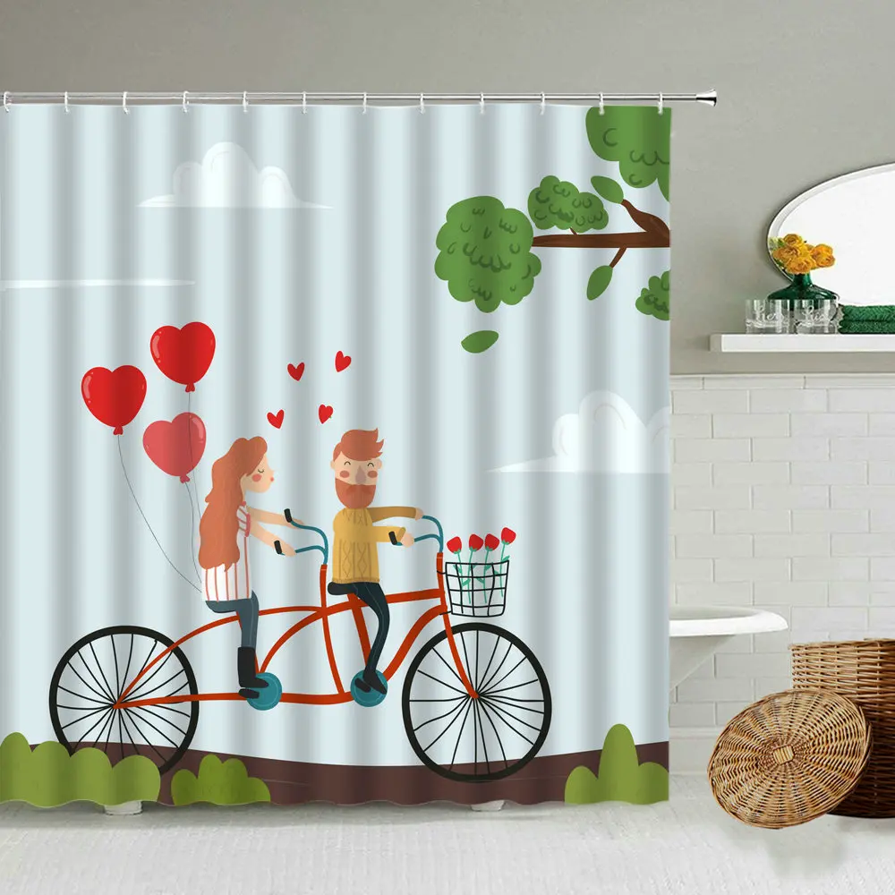 Любителей мультфильмов Романтическая любовь шар душ Шторы Весна окраинах