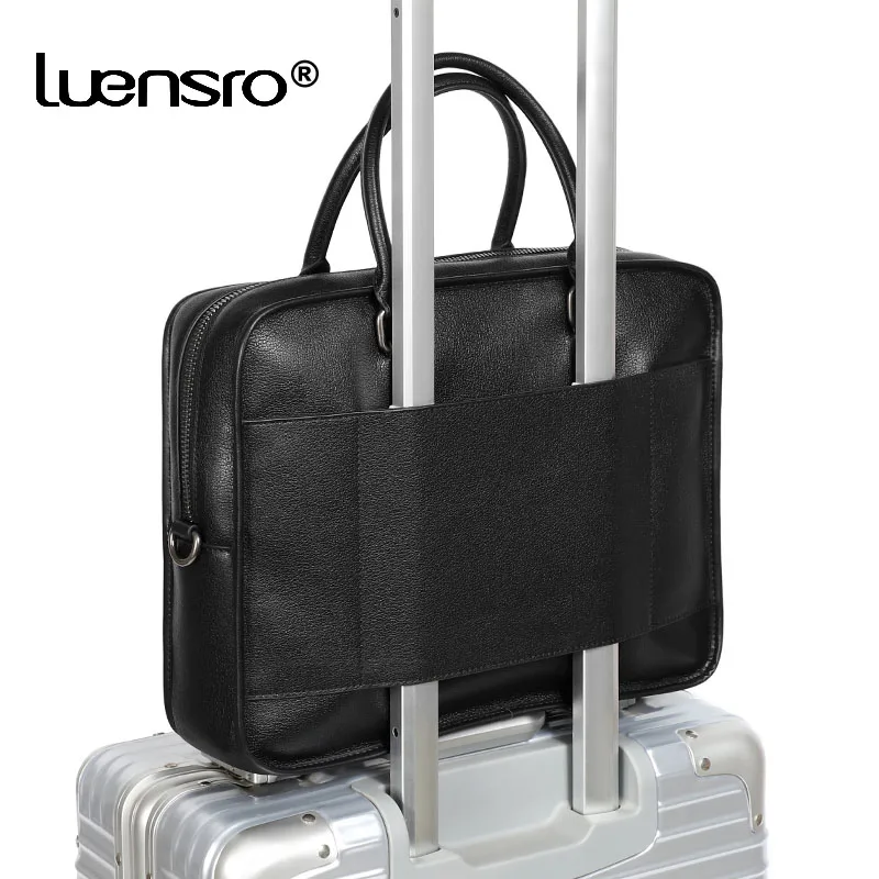 Мужской деловой портфель LUENSRO из натуральной кожи вместительная сумка-тоут