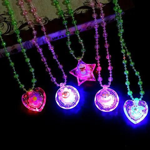 СВЕТОДИОДНЫЕ светящиеся Детские игрушки, подвеска, цветной шнурок, ожерелье светильник ящийся мультяшный креативный подарок для детей, красочный Рождественский подарок, случайный выбор DS29