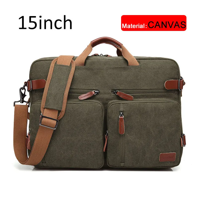 Army green canvas 15 17 дюймов трансформируемый портфель, мужская деловая сумка, сумка-мессенджер, повседневная сумка для ноутбука, многофункциональные дорожные сумки для мужчин, большие XA161ZC - Цвет: Army green canvas 15