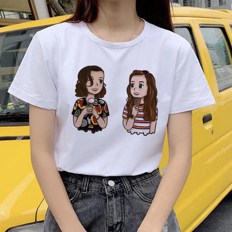 Очень странные дела вверх ногами Harajuku футболка для женщин Ullzang Забавные футболки