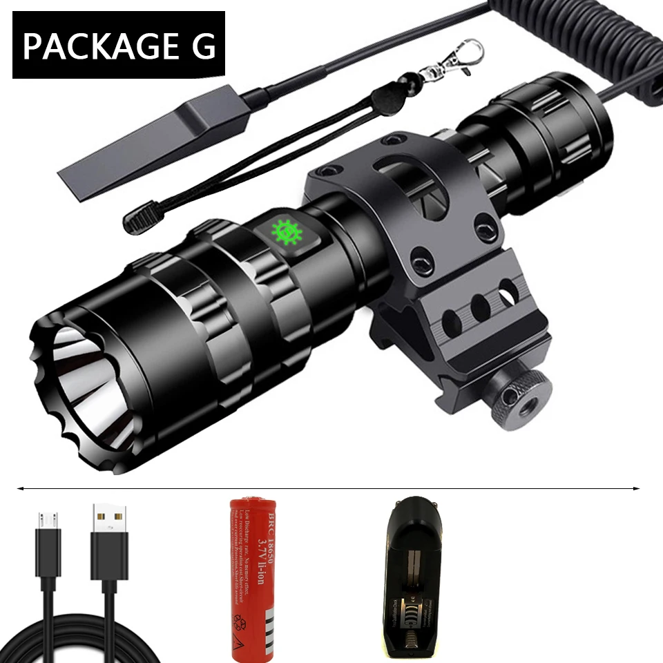 Option G Litwod Z401002 охотничий светодиодный фонарь 65000лм Мощный тактический фонарь Перезаряжаемый 18650 аккумулятор водонепроницаемый Скаут свет - Испускаемый цвет: Option G