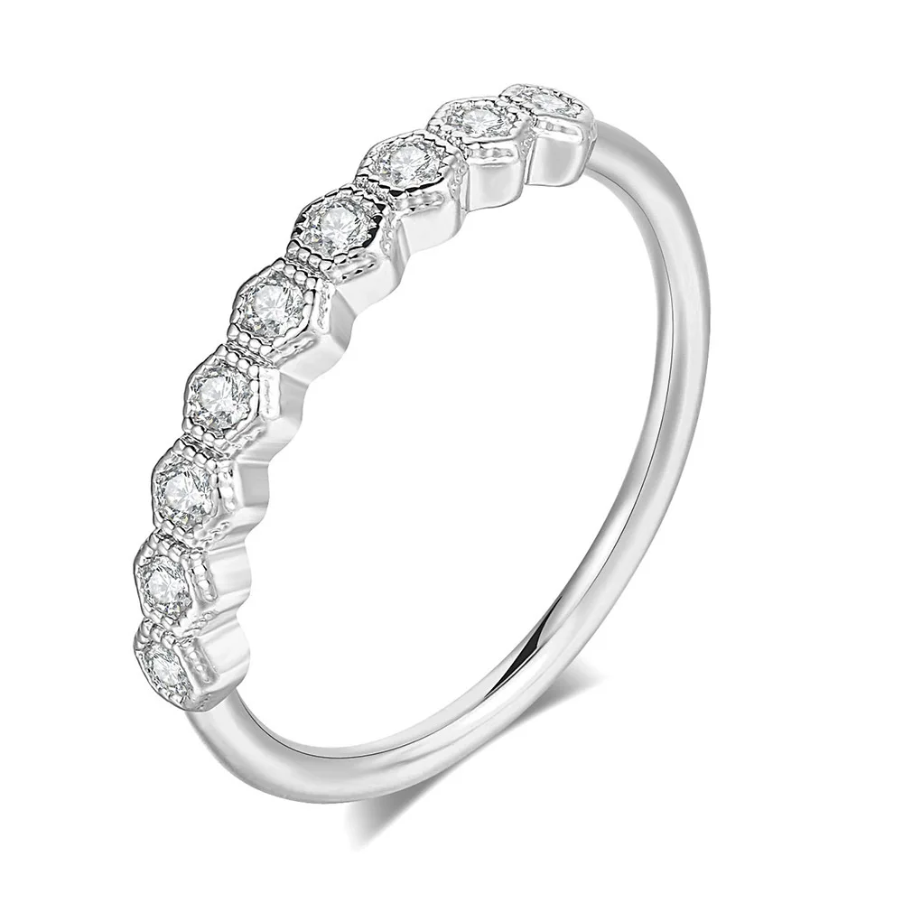 

Exquisite Polygon Tail Ring White Gold Plated Filled Crystal Ring Bridal Wedding Ring Engagement Jewelry Charm Lover's Gifts