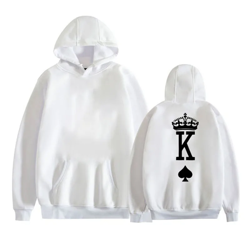Couples King and Queen Print Hoodie Long Sleeve Hooded Sweatshirt