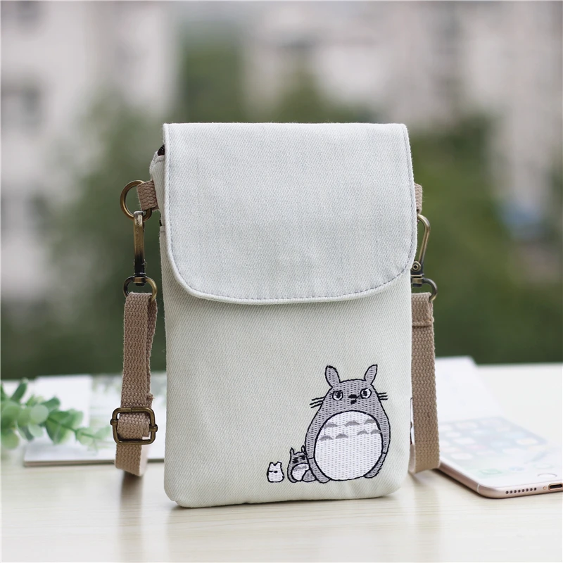 Холщовые дамские сумочки Totoro женский клатч через плечо женская сумка на кошелек