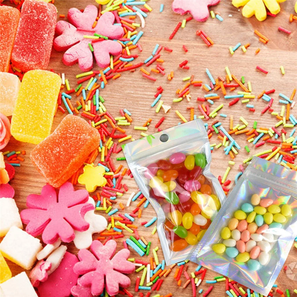 100 ПК мешки замка застежка молнии Resealable Алюминий Фольга плоский замок на сумка