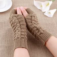 half finger gloves for women winter soft warm wool knitting arm gloves soft warm mittens unisex gloves