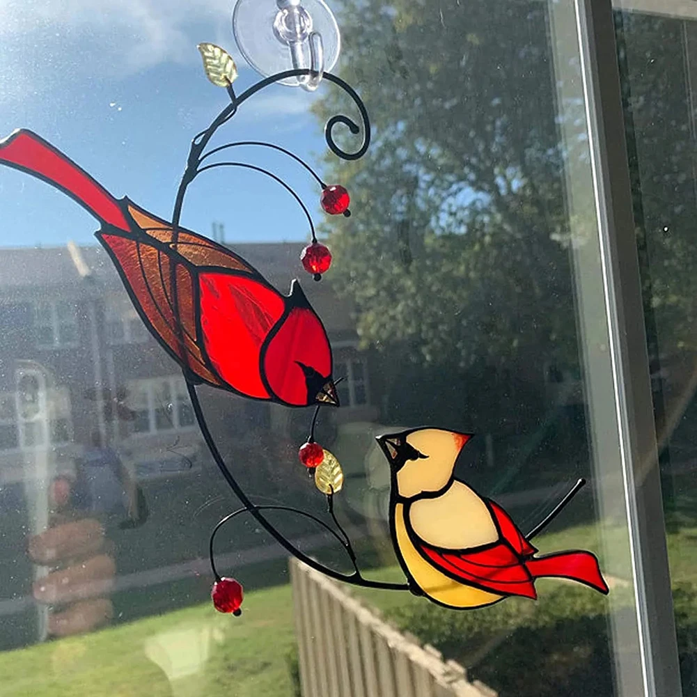 

Cardinal Bird Colored Decoration Cardinal Colored Window Pendant Personalized, For Home Window Hanging Decoration