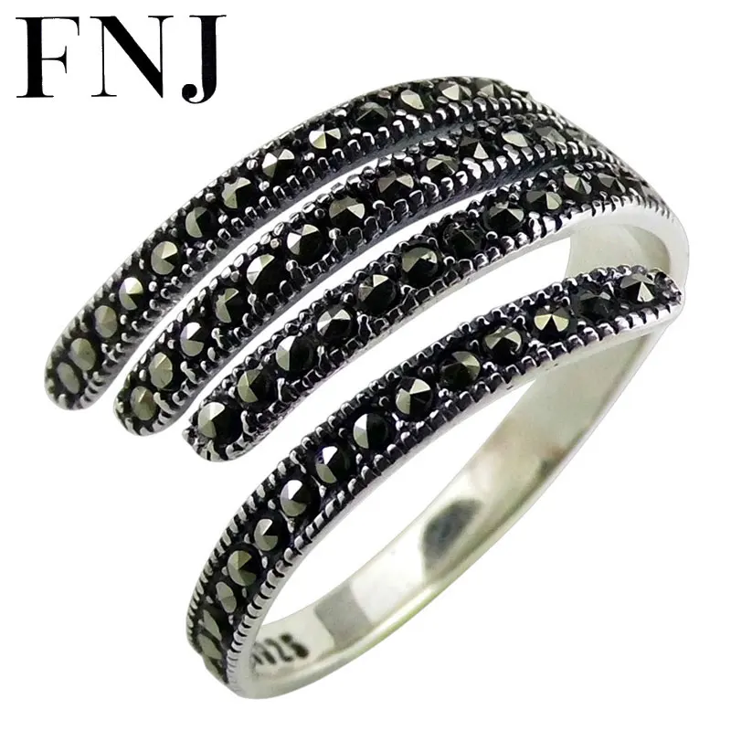 Женское серебряное кольцо FNJ 925 пробы с запахом марказита регулируемое ювелирное