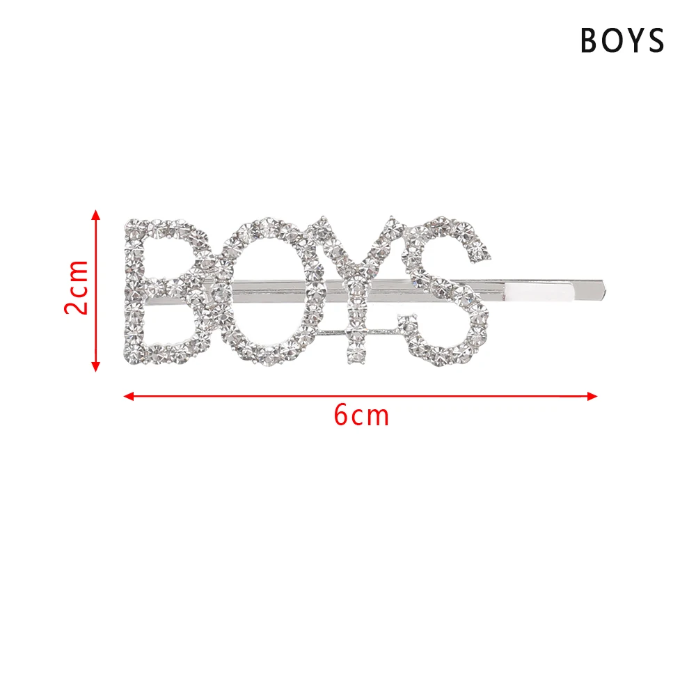 boys 1 шт. Горячая Мода письмо шпилька уникальные яркие стразы кристаллы заколки для волос слова заколка женские аксессуары для украшений для волос - Цвет: boys