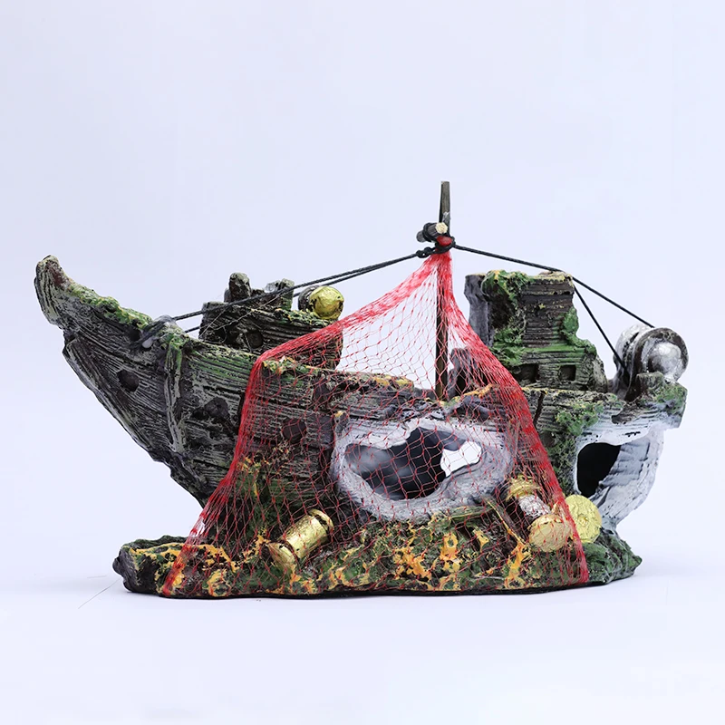 

[Funny] Mermaid & Boat scene action figure Mermaid and abandoned shipwreck ship on the seabed Fish tank decoration gift