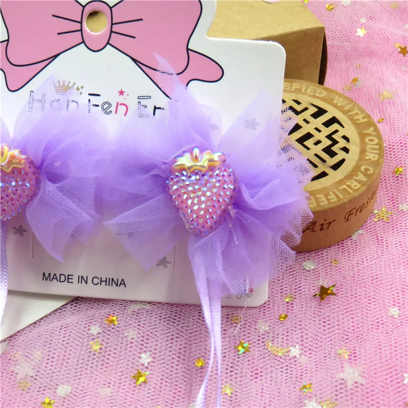 6 шт./3 карты милые клубники элегантный сетчатый зажим для маленьких девочек