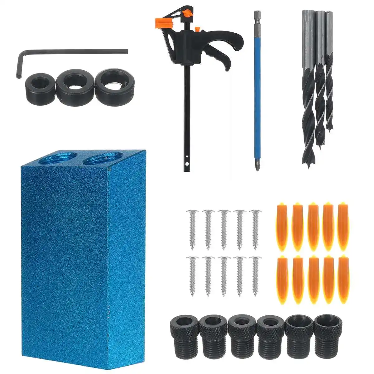 

36Pcs Woodworking Oblique Hole Locator Drill Bits Pocket Hole Screw Jig With Dowel Drill Set Carpenters Wood Joint Tool
