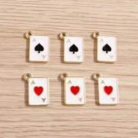 10pcs 1115mm enamel heart a poker charms for jewelry making cute drop earrings pendants necklaces diy keychains accessories