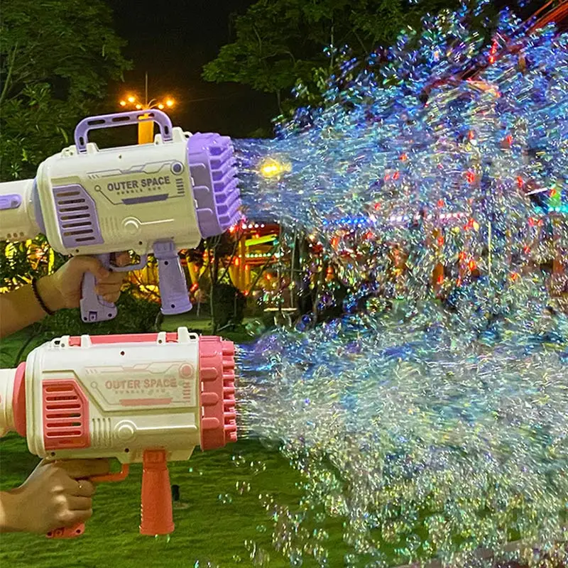 44/60/80 HolesKids Gatling Bubble Gun Toy Charging Electric Automatic Bubble Machine Outdoor Soap Water Christmas Gift