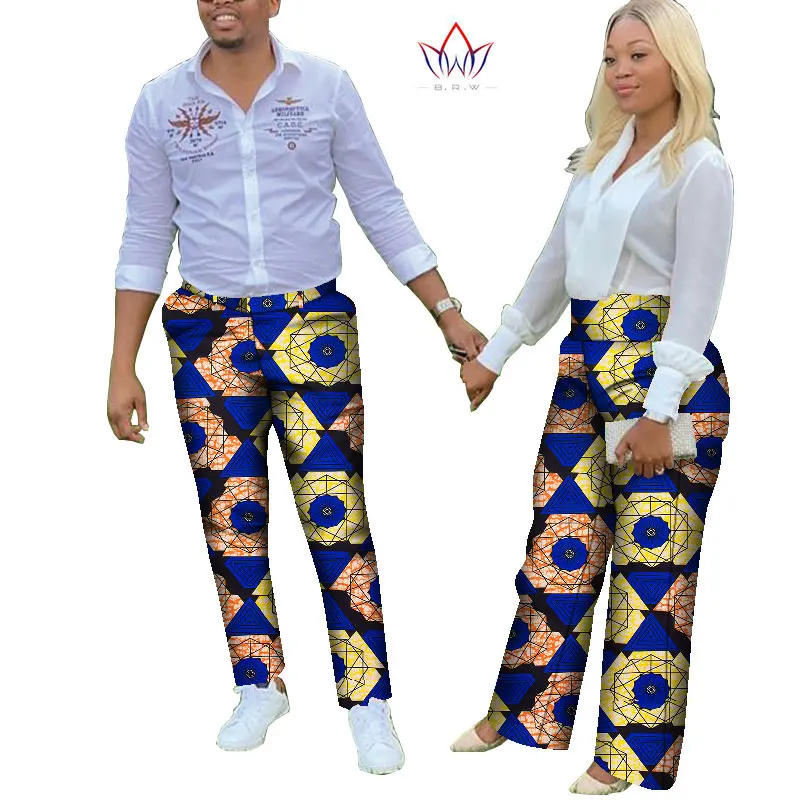 2021 New Autumn African Couple Clothes 2 Pieces Lovers Couples Clothing Print Dashiki Bazin Riche Plus Size Long pants WYQ657