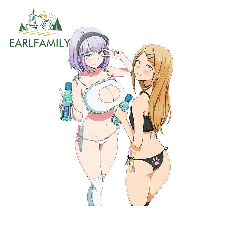 

EARLFAMILY 13 см для аниме-девушек, тонкая наклейка на мотоцикл, оригинальный Campervan, креативная наклейка с царапинами в виде прикуса