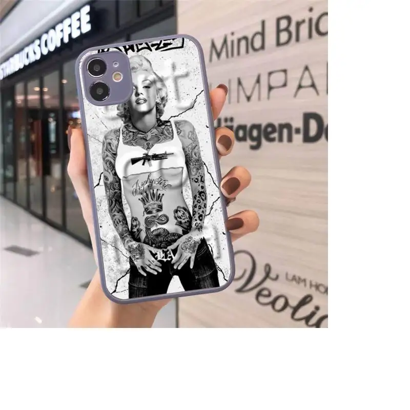 

Sexy Sleeve Tattoo Girl Phone Case Matte Transparent for iPhone 7 8 11 12 s mini pro X XS XR MAX Plus cover funda