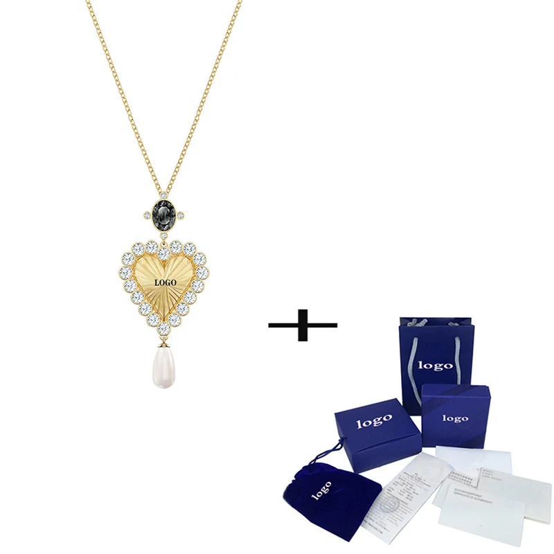 

Ожерелье в форме сердца, с кристаллами и жемчугом